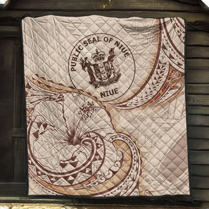 Niue Premium Quilt - Hibiscus Flowers Vintage Style