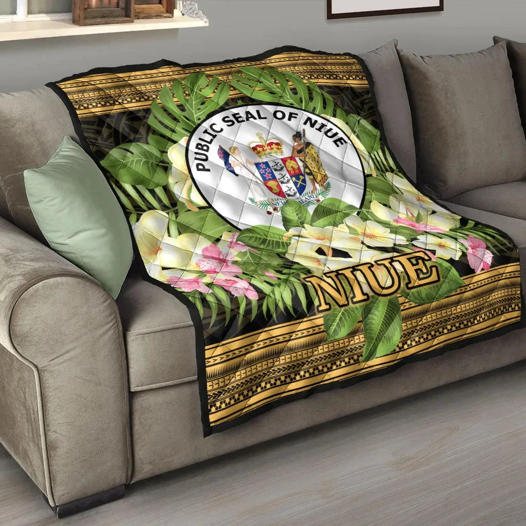 Niue Premium Quilt - Polynesian Gold Patterns Collection