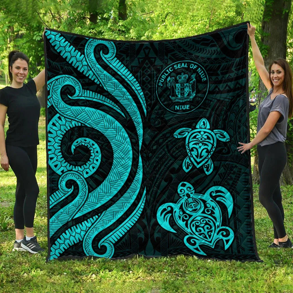 Niue Premium Quilt - Turquoise Tentacle Turtle
