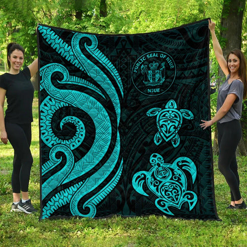 Niue Premium Quilt - Turquoise Tentacle Turtle