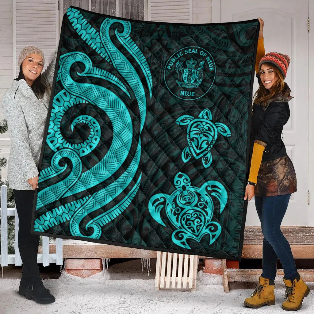 Niue Premium Quilt - Turquoise Tentacle Turtle