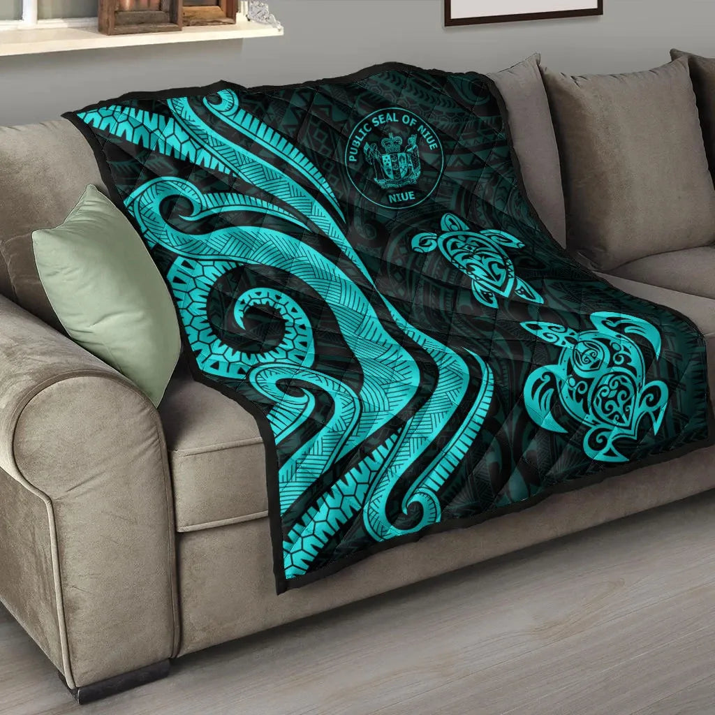 Niue Premium Quilt - Turquoise Tentacle Turtle