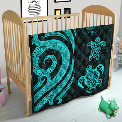 Niue Premium Quilt - Turquoise Tentacle Turtle
