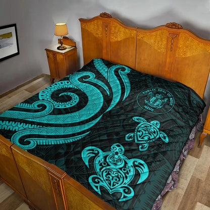 Niue Premium Quilt - Turquoise Tentacle Turtle