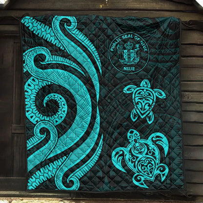 Niue Premium Quilt - Turquoise Tentacle Turtle