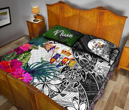 Niue Quilt Bed Set - Turtle Plumeria Banana Leaf