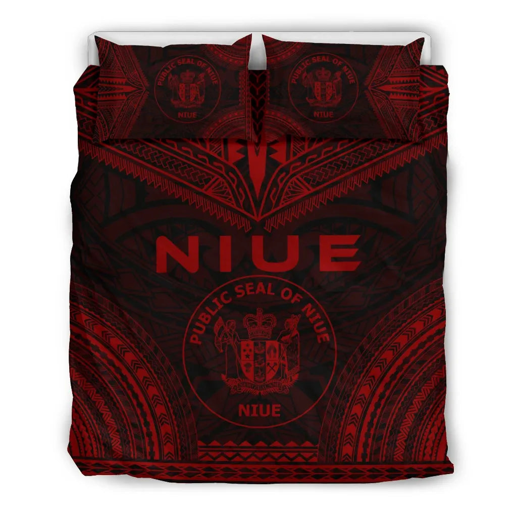 Niue Polynesian Chief Duvet Cover Set - Red Version