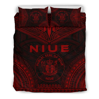 Niue Polynesian Chief Duvet Cover Set - Red Version