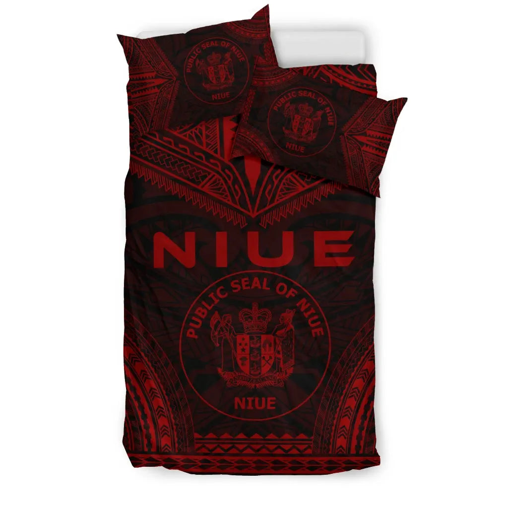 Niue Polynesian Chief Duvet Cover Set - Red Version