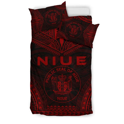 Niue Polynesian Chief Duvet Cover Set - Red Version