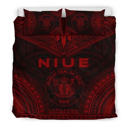 Niue Polynesian Chief Duvet Cover Set - Red Version