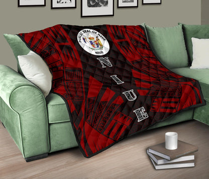Niue Premium Quilt - Niue Seal Polynesian Red Tattoo