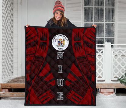 Niue Premium Quilt - Niue Seal Polynesian Red Tattoo