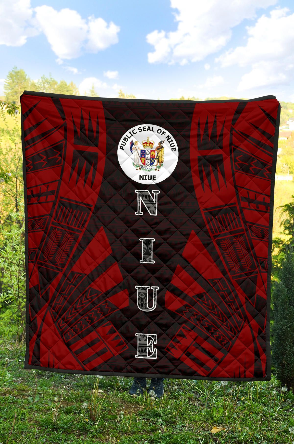 Niue Premium Quilt - Niue Seal Polynesian Red Tattoo