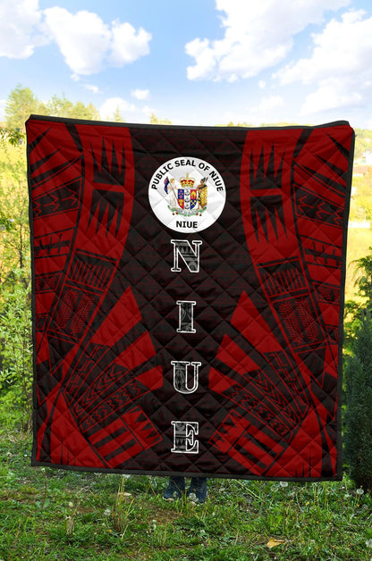Niue Premium Quilt - Niue Seal Polynesian Red Tattoo