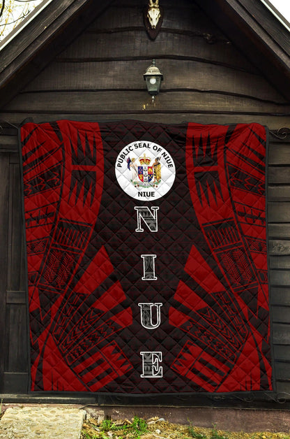 Niue Premium Quilt - Niue Seal Polynesian Red Tattoo