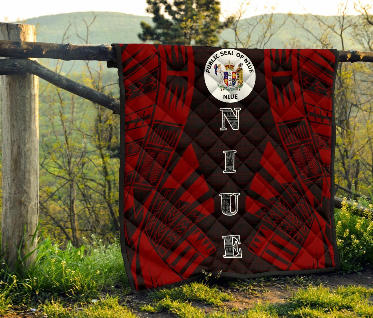 Niue Premium Quilt - Niue Seal Polynesian Red Tattoo