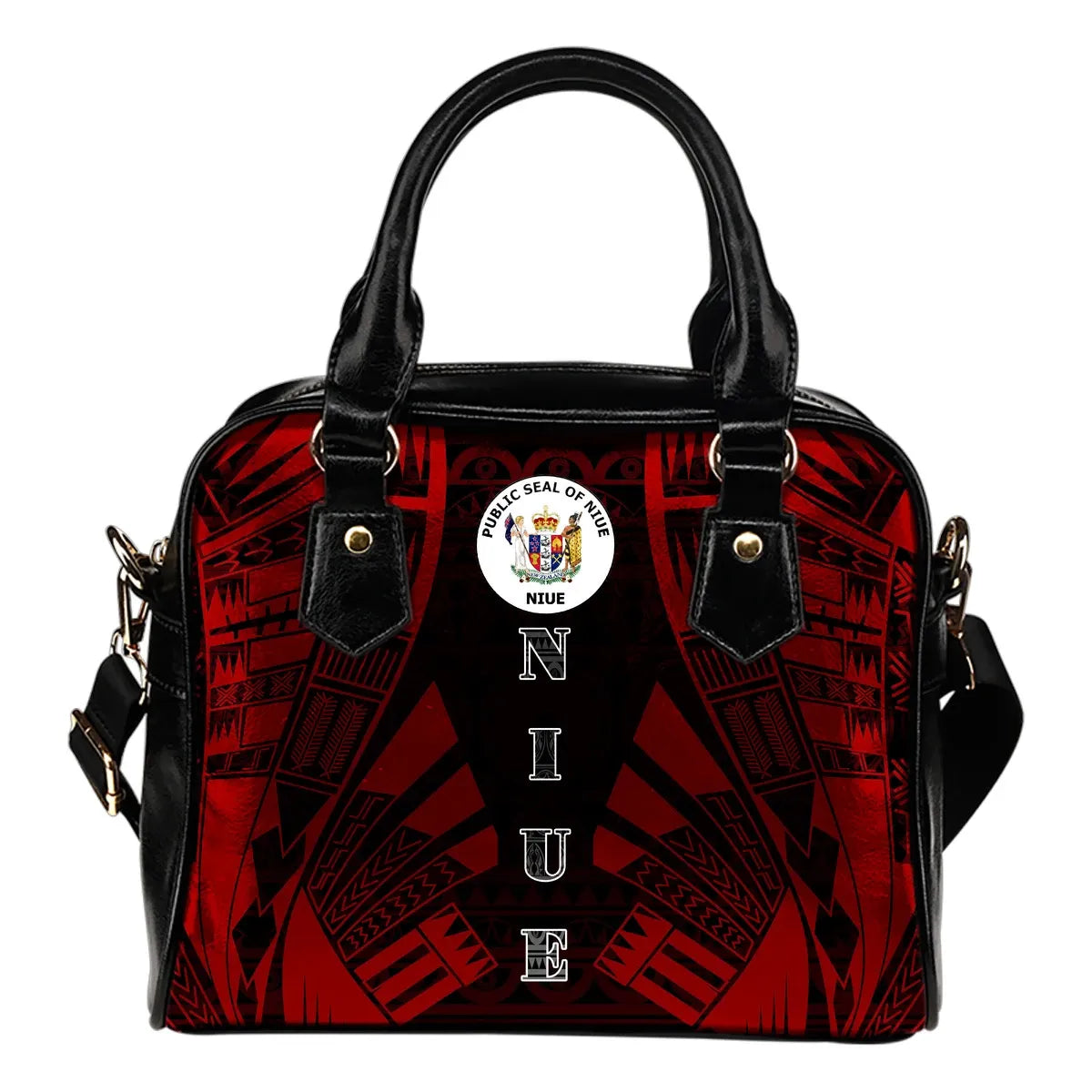 Niue Shoulder Handbag - Polynesian Tattoo Red
