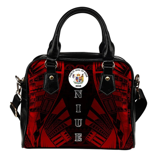 Niue Shoulder Handbag - Polynesian Tattoo Red