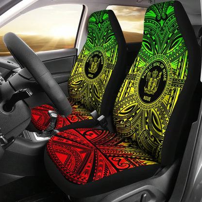 Niue Car Seat Cover - Niue Coat Of Arms Polynesian Reggae Style
