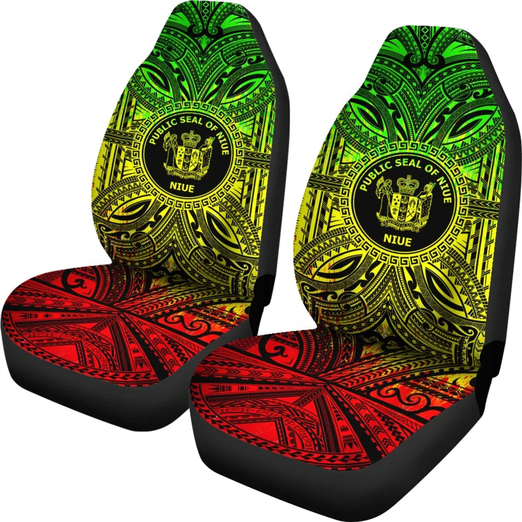 Niue Car Seat Cover - Niue Coat Of Arms Polynesian Reggae Style