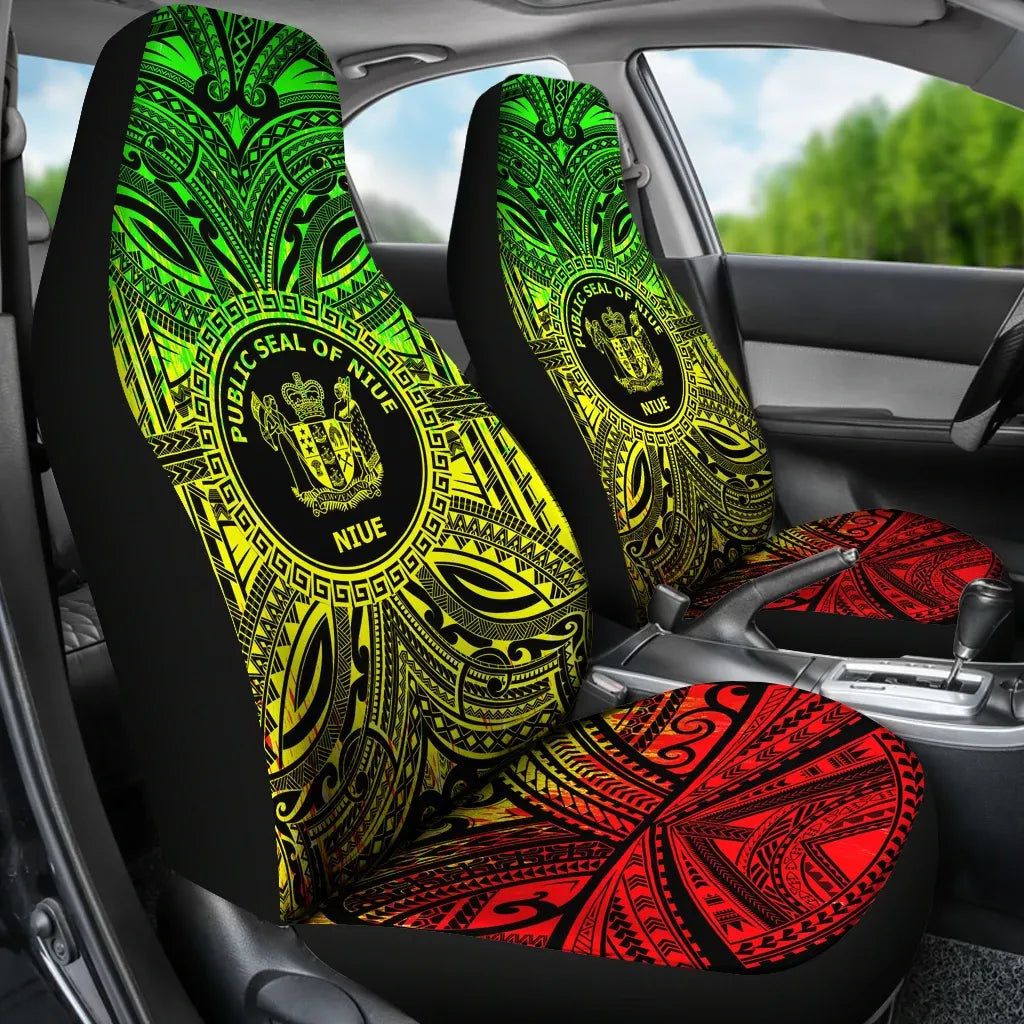 Niue Car Seat Cover - Niue Coat Of Arms Polynesian Reggae Style
