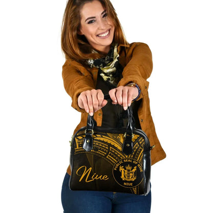 Niue Shoulder Handbag - Cross Style Gold Color