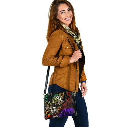 Niue Shoulder Handbag - Rainbow Polynesian Pattern