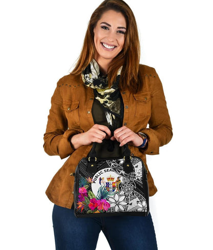 Niue Shoulder Handbag - Turtle Plumeria Banana Leaf