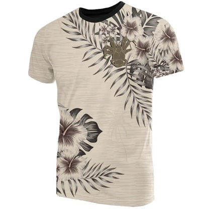 Niue T-Shirt - Niue Coconut Crab Beige Hibiscus