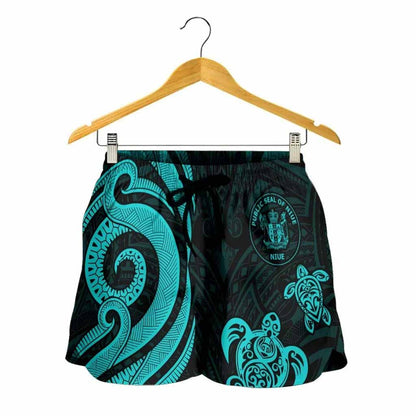 Niue Women Shorts - Turquoise Tentacle Turtle