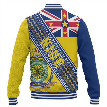 Niue Baseball Jacket Flag And Coat Of Arms