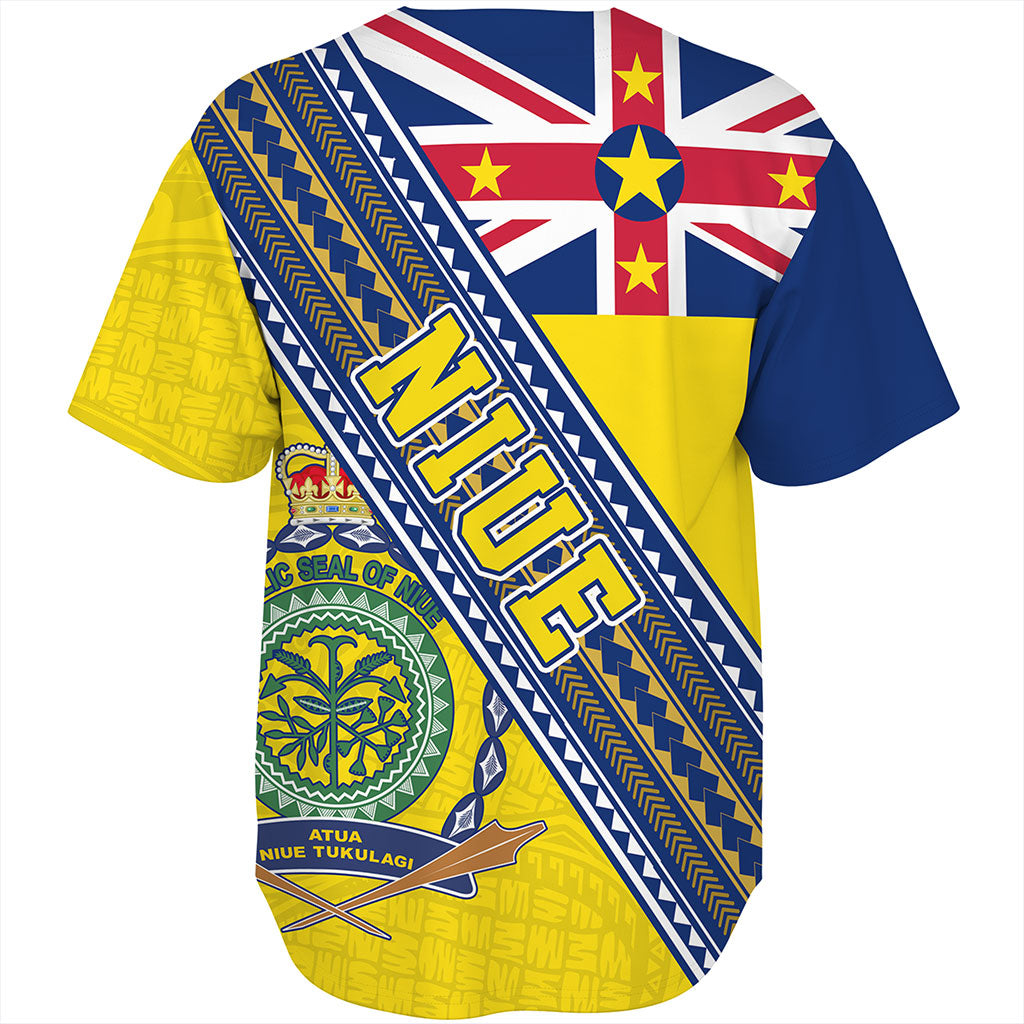 Niue Baseball Shirt Flag And Coat Of Arms