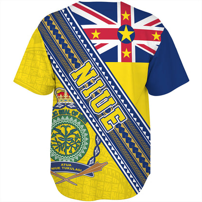 Niue Baseball Shirt Flag And Coat Of Arms