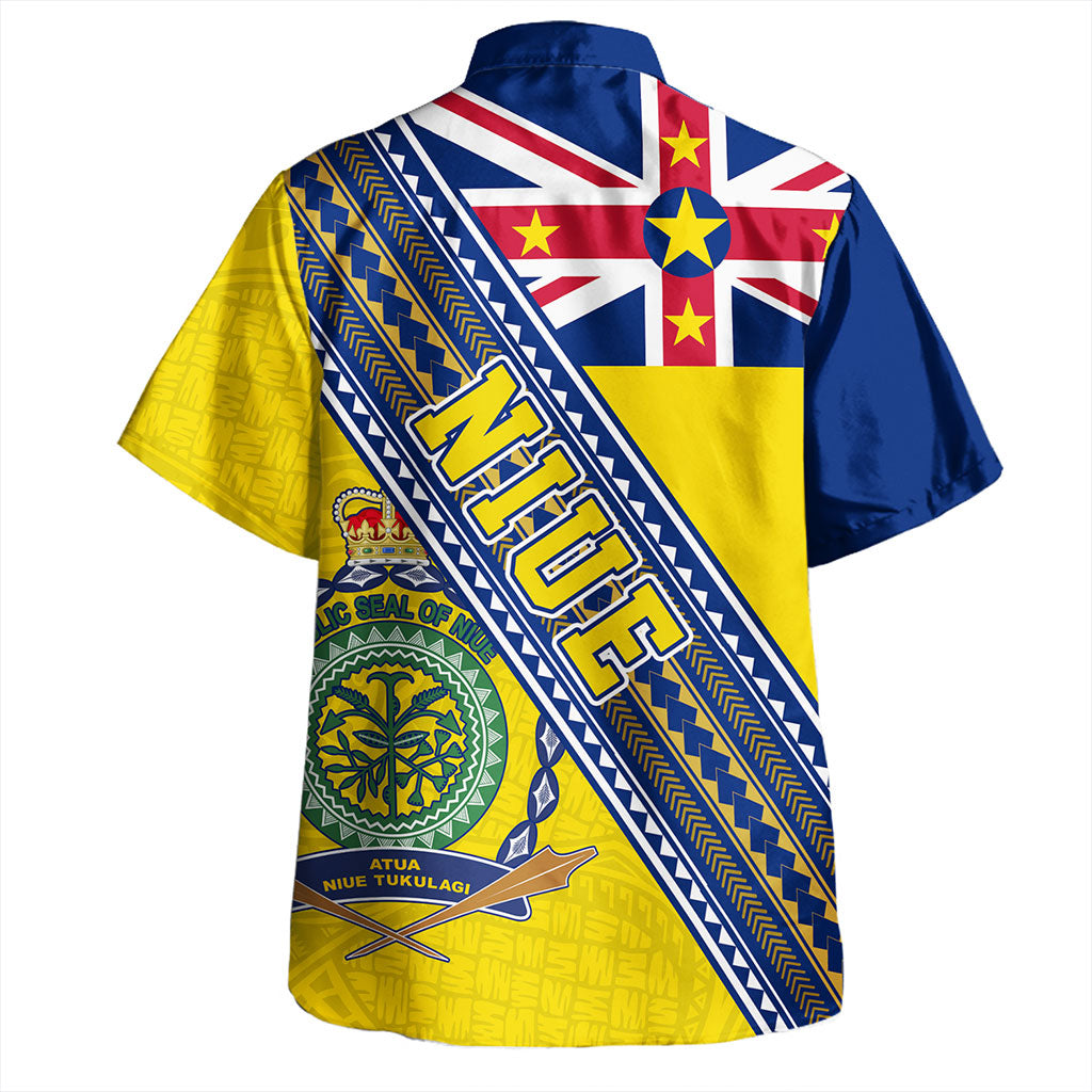 Niue Hawaiian Shirt Flag And Coat Of Arms