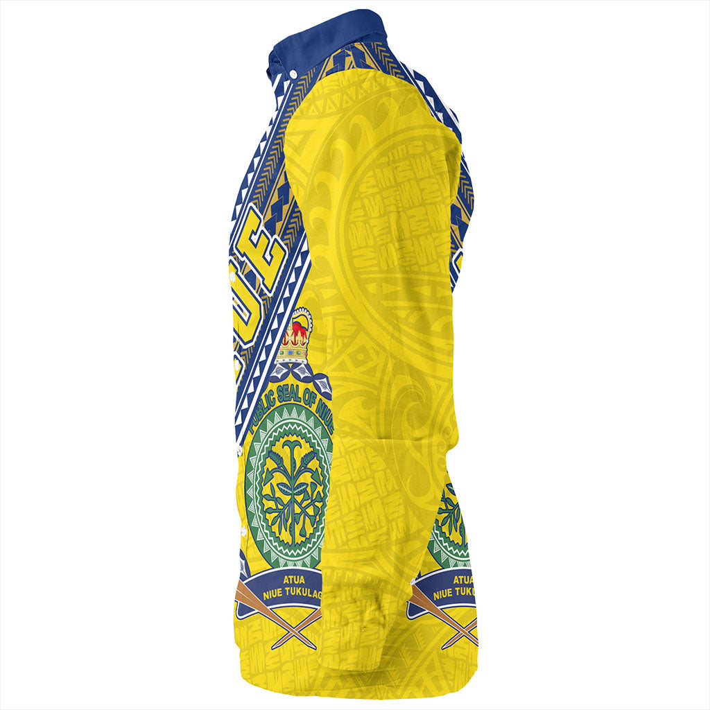 Niue Long Sleeve Shirt Flag And Coat Of Arms