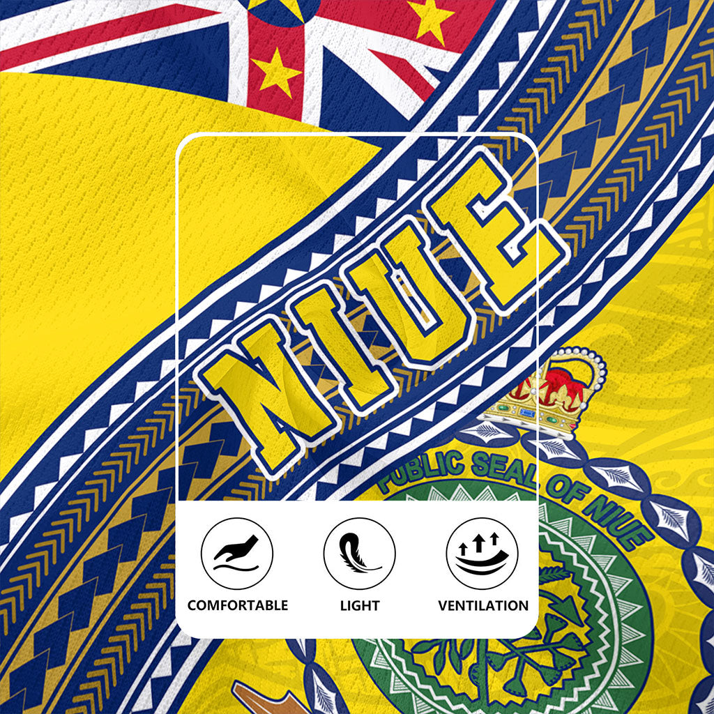 Niue Rugby Jersey Flag And Coat Of Arms