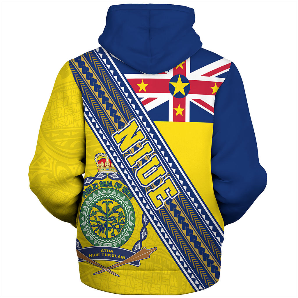 Niue Sherpa Hoodie Flag And Coat Of Arms