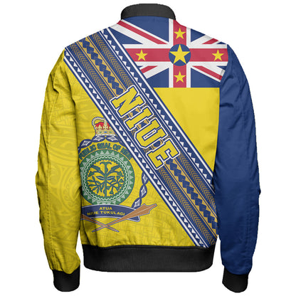 Niue Bomber Jacket Flag And Coat Of Arms
