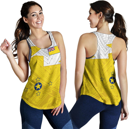 Niue Women Tank Polynesian Tattoo Flag And Coat Of Arms