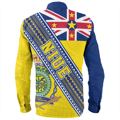 Niue Long Sleeve Shirt Flag And Coat Of Arms