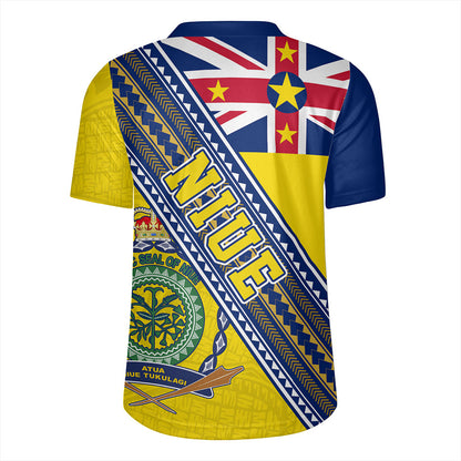 Niue Rugby Jersey Flag And Coat Of Arms