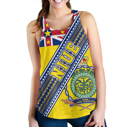 Niue Women Tank Flag And Coat Of Arms