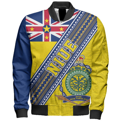 Niue Bomber Jacket Flag And Coat Of Arms