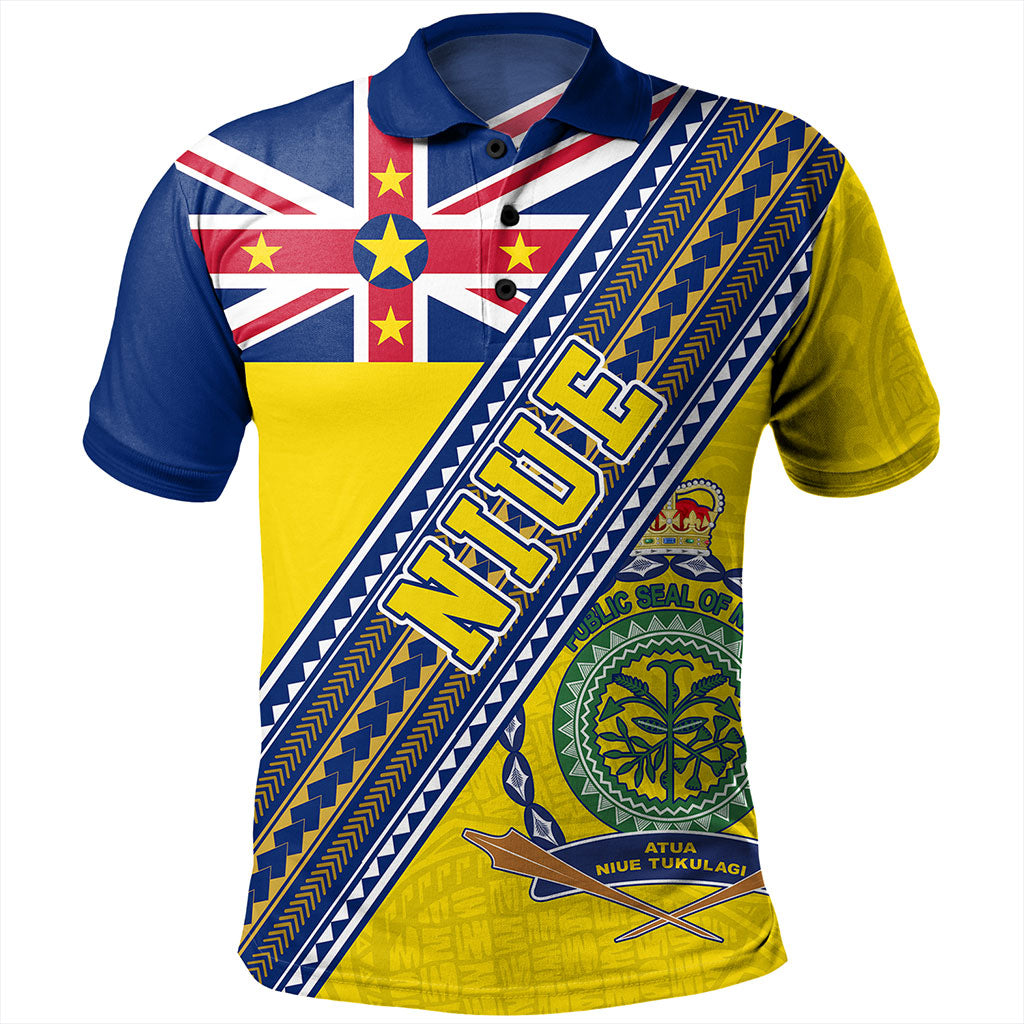 Niue Polo Shirt Flag And Coat Of Arms