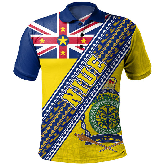 Niue Polo Shirt Flag And Coat Of Arms