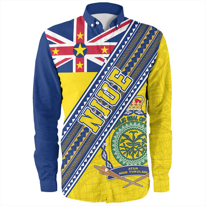 Niue Long Sleeve Shirt Flag And Coat Of Arms