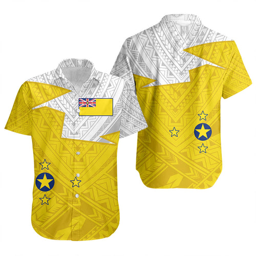 Niue Short Sleeve Shirt Polynesian Tattoo Flag And Coat Of Arms