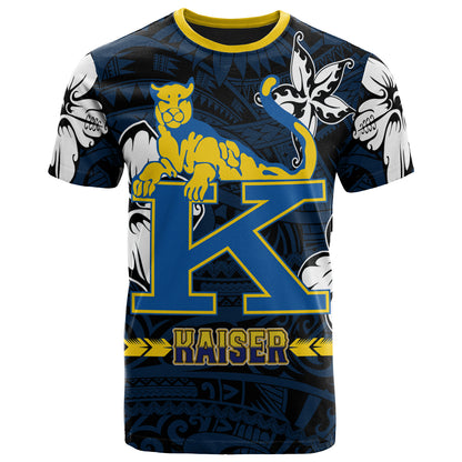 Hawaii Henry J. Kaiser High School Custom T- Shirt - Kaiser High School Polynesian With Floral Elements Pattern