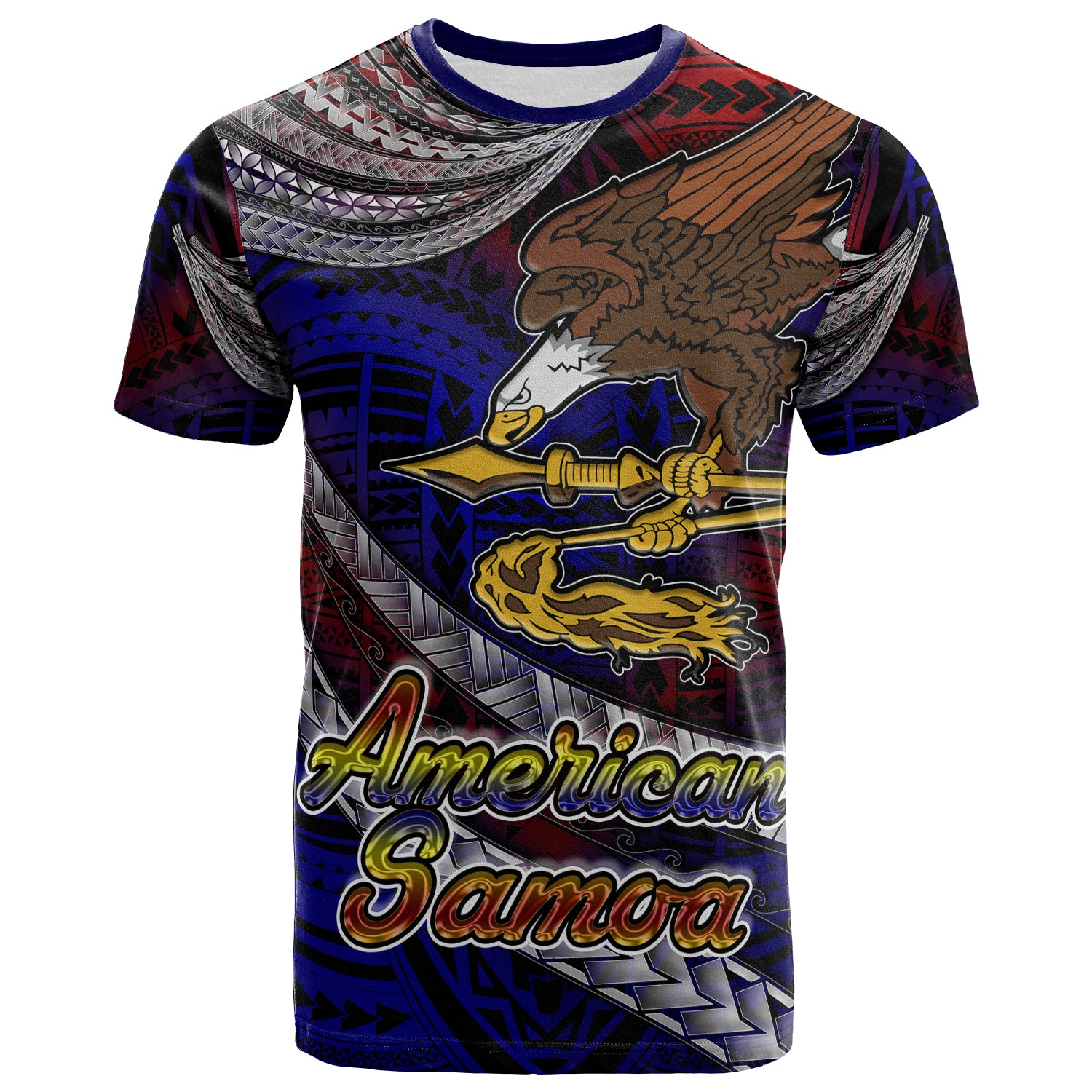 American Samoa T- Shirt - Custom American Samoa Eagle With Polynesian Patterns T- Shirt